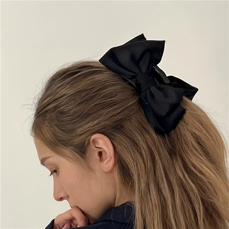 Black double-sided bow clip shark clip large high-end sense plate hair clip back of the head headdress hair accessories catch energetic textured pei and smooth carbon fiber pet build plate 330x330mm double sided print bed for neptune 3 plus tronxy x5sa