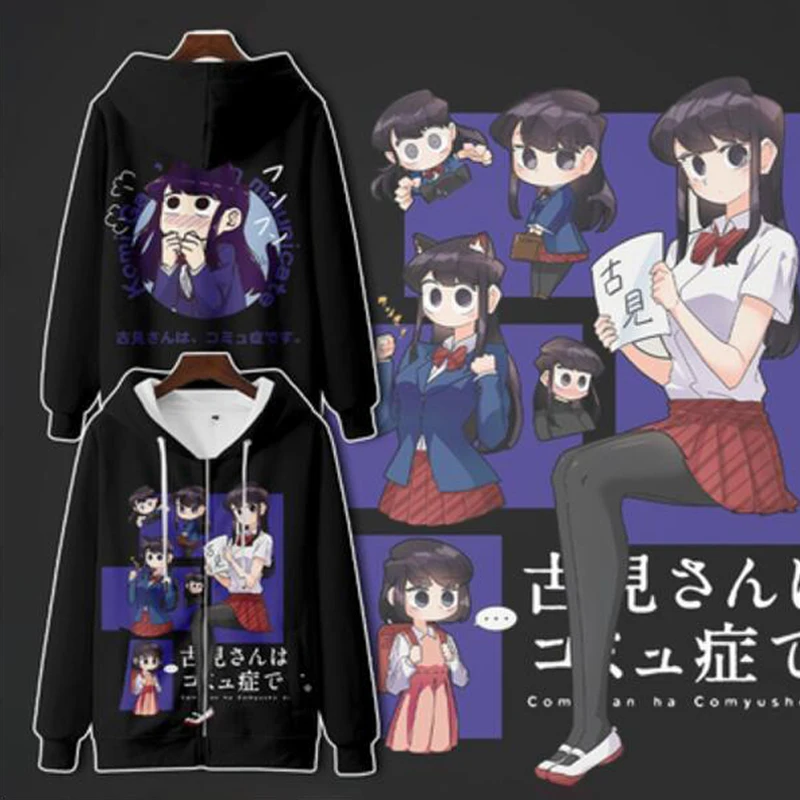 

Anime Komi San Wa Komyushou Desu 3D Print Zip Up Women/Men Hoodie Sweatshirt Shouko Komi Cosplay Zipper Hooded Jacket Outerwear