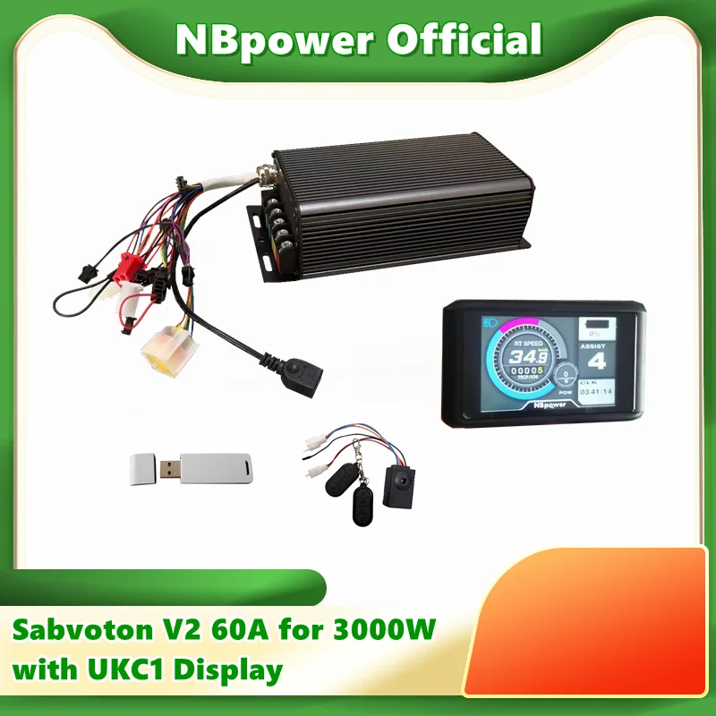 Sabvoton(MQCON) V2 60A Controller for 3000W Electric Bicycle E-Bike Motor with UKC1 Bluetooth