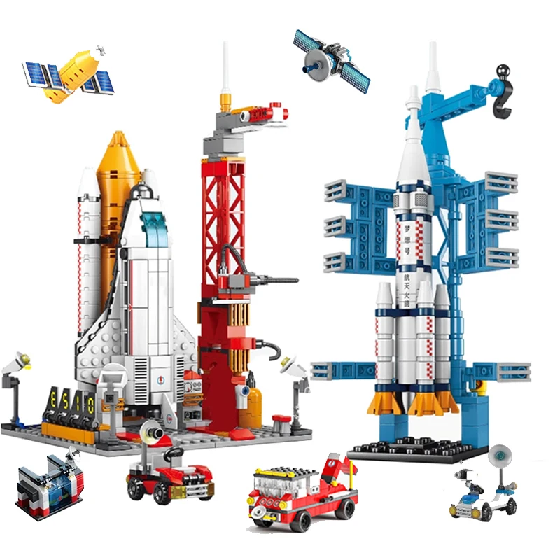 

Модель космического запуска ракет, строительные блоки, городская Аэрокосмическая станция, корабль, астронавт, кирпичи, рождественские игрушки для детей