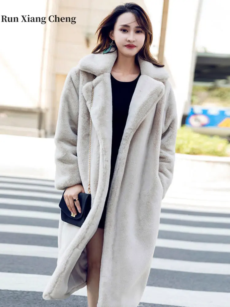 2023 Women's Free shipping Faux Mink Fur Coat Mid-Length Autumn Winter Mink Velvet Jacket Plus Size Thick Faux Fur Coat Loose