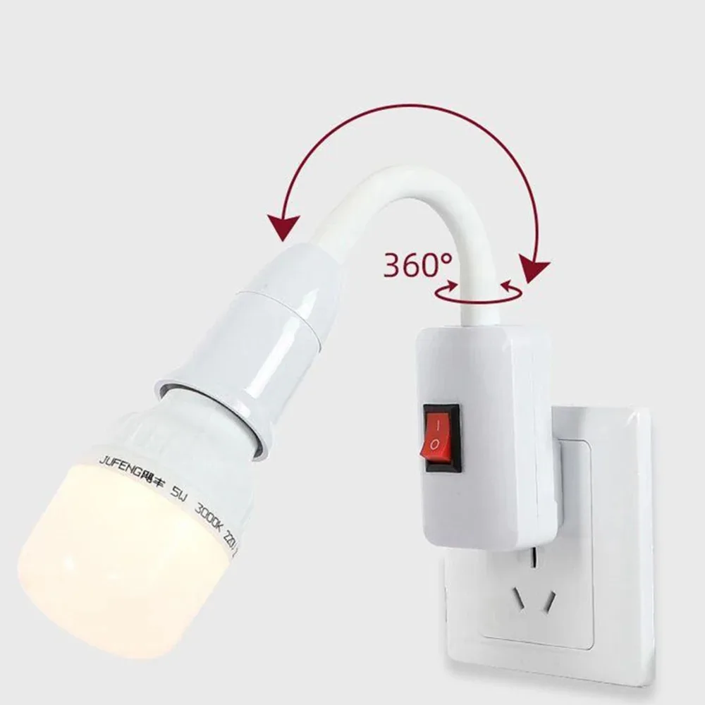 E27 Rotary Lamp Head Switch EU US Plug Socket Converter 360&deg; Adjustable LED Table Lamp Base Holder Direct Plug-in Lighting adjustable led table lamp