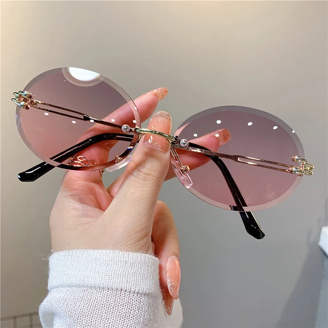 Vintage cat eye zonnebril dames retro gradient metalen frame_voghion.com