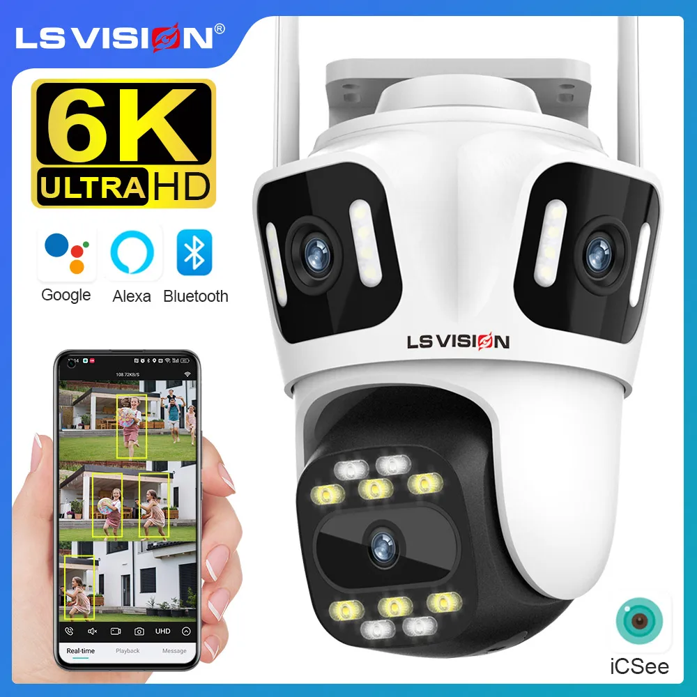 Водонепроницаемая IP-камера LS VISION, 6K, 12 Мп, Wi-Fi