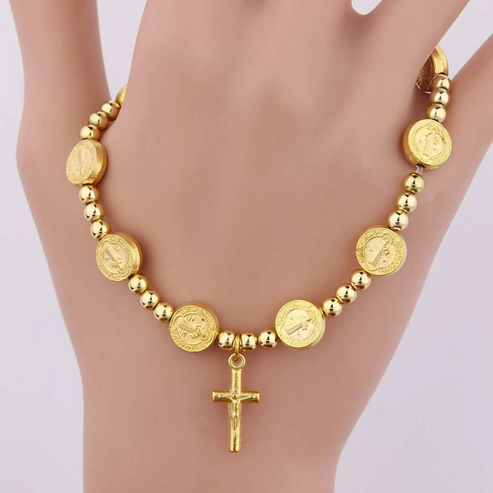 Gold Cross Rosary Bracelet 1