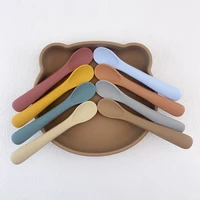 Baby Soft Silicone Spoon Food-grade Silicone Children's Supplementary Feeding Training Spoon Long-handle Silicone Feeding Spoon 1