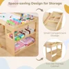 Kids Art Table & 2 Chairs Set with Roll Paper - Spacious Craft Table with Storage Shelves for Drawing, Activities, and Study 4