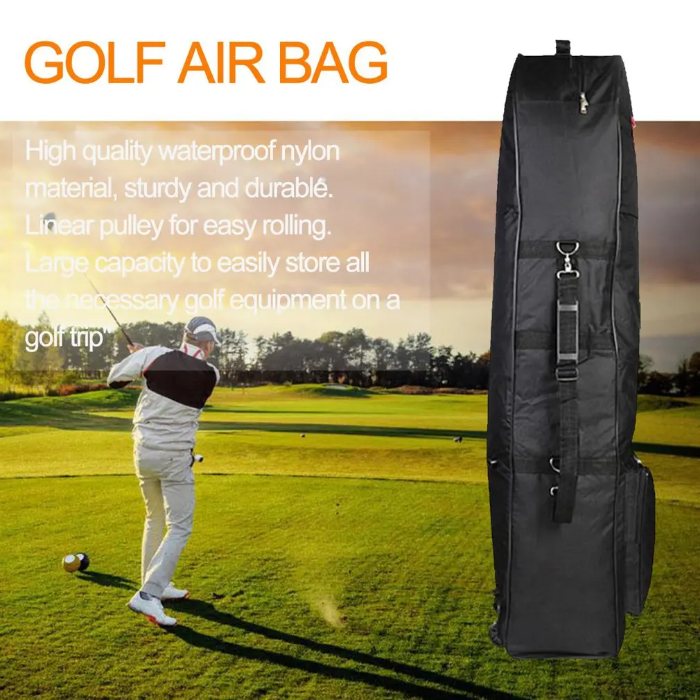 

Hot 2023 Portable Padded Golf Bag Durable Travel Cover Case With Wheels Nylon Construction Carrying Coverall Sporting Equipment