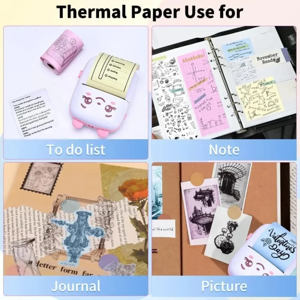 Self Adhesive Stickers Printer Sticker Paper Thermal Paper Roll Printing Label Sticker 57*25MM Thermal Paper Label Sticker Self-adhesive Rolls Paper For Mini Printer Instant Print Kids Camera Photo