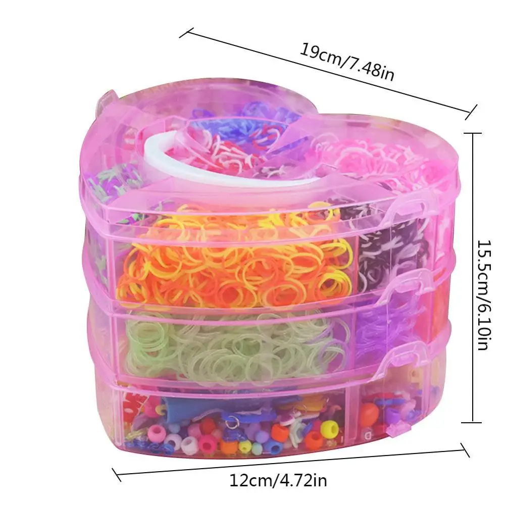 Caja de Herramientas de tejido DIY de goma para niños y niñas, juego creativo de pulsera de silicona elástica, juguetes para regalo, 5 y 10