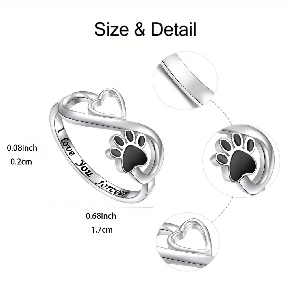 Dog Paw Print Ring Alloy Jewelry, Trendy Ring for Women Men, Birthday Gifts for Pet Lovers and Family Anniversary Party Gifts, finger rings