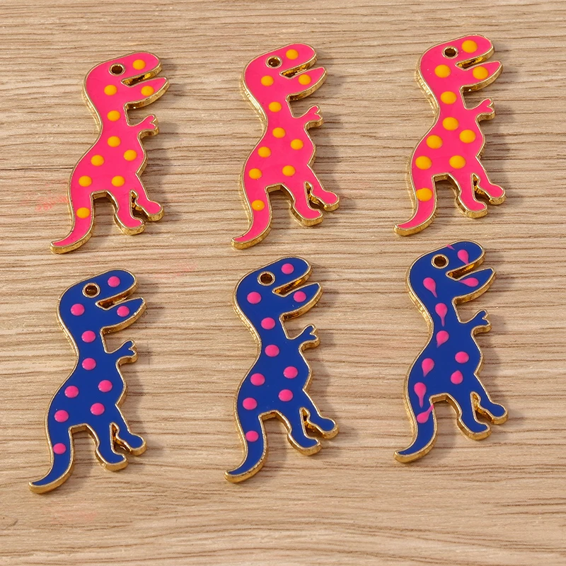 

10pcs 16x32mm Cartoon Dinosaur Charms Enamel Animal Charms Pendants for Jewelry Making Earrings Necklace DIY Crafts Accessories