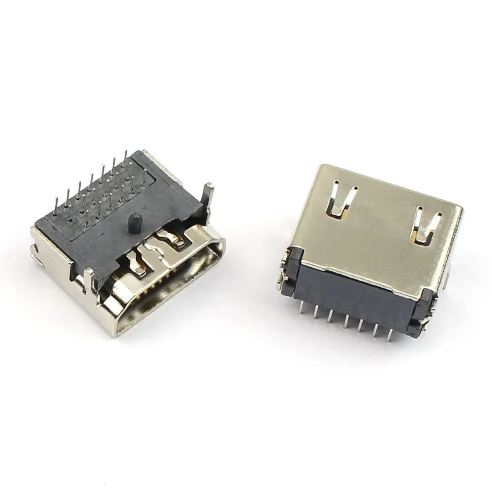 USB HD Interface Connector 19 Pin SMT SMD DIP Female Plug Socket Surface Mound PCB With Mounting Ear HDMI - compatible 2