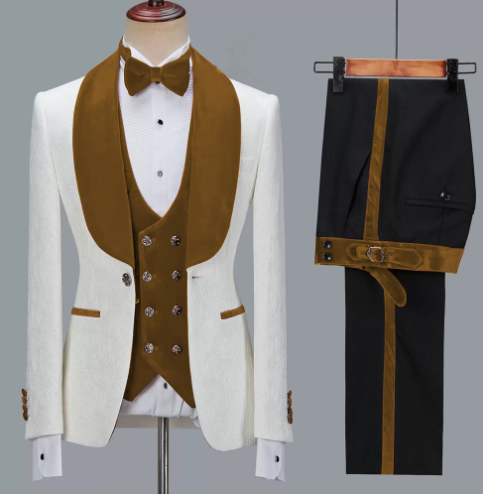 Floral Jacket Men Suit Slim Fit Wedding Tuxedo Navy Blue Velvet Lapel Groom Party Suits Costume Homme Best Man Blazer - as picture5, L