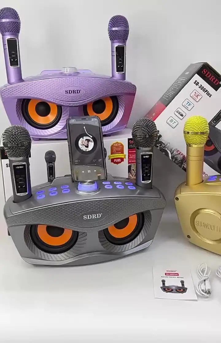 Sd306plus-プロのカラオケマシン,デュアルマイク付きBluetooth