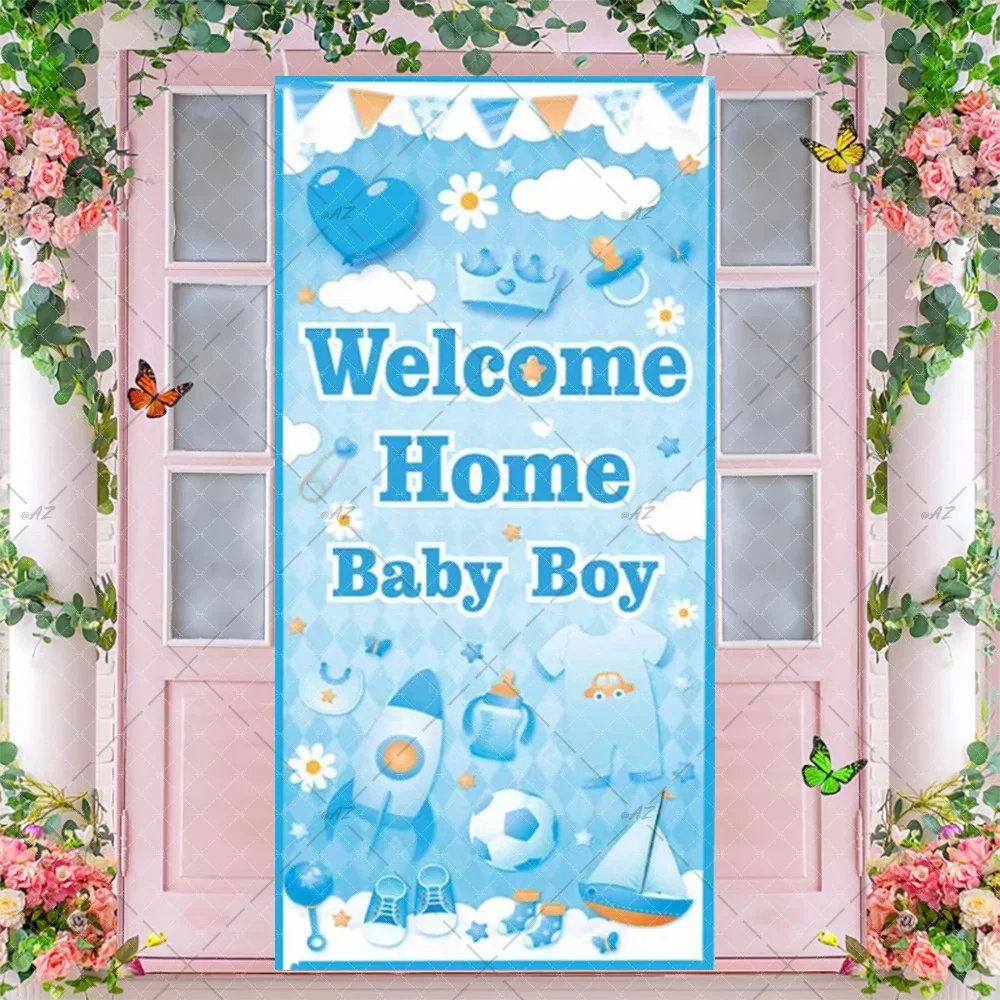 Blau Rosa Bär Hintergrund Willkommen Baby Mädchen Junge Tür Banner Neugeborenen Baby Willkommen Party Dekorationen Baby Dusche Liefert Foto Prop – Detail 9