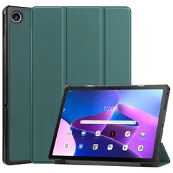 Premium Tri-fold Leather Smart Case for XiaoxinPad 2022 10.6 (Dark green)