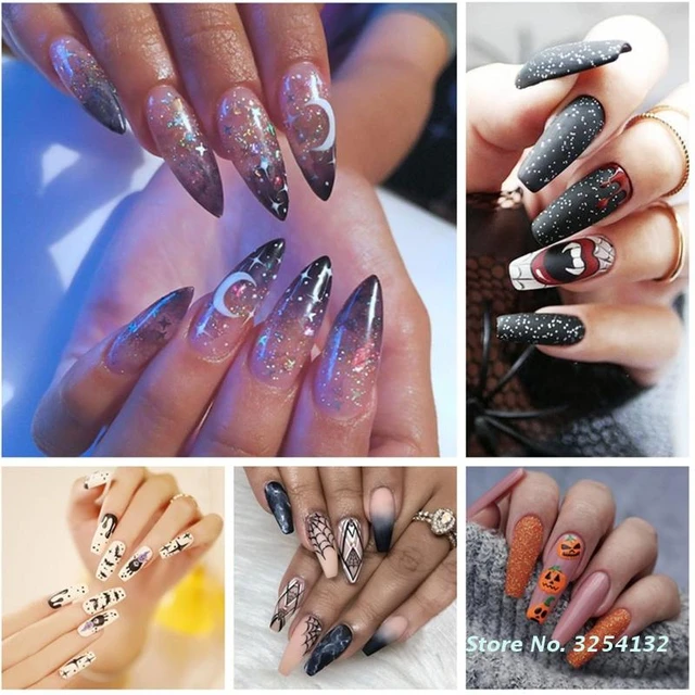 Black Snake Flame Coffin Fake Nails Press On Nail Art Decor Nail Art Fake  Nails Stiletto Tips Full Cover Artificial Designs - AliExpress