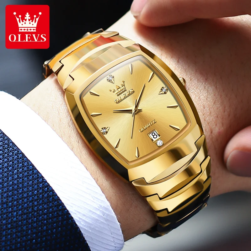 Olevs Relógio Quartz para Homens Tungsten Steel Strap Relógio de Pulso de Luxo Relógio Calendário Masculino Original 7006 Novo - Image 6