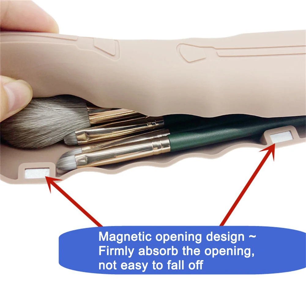 Portable Cosmetic Kit Silicone Makeup Brush Bag Travel Magnetic Makeup Brush Protective Case Storage Bag For Gifts
