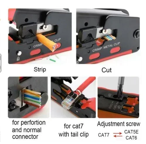 Rj45 pliers crimper cat5 cat6 cat7 network tool rg rj 45 ethernet cable Stripper pressing clamp tongs clip rg45 lan wire stripper tools multi functional tools electrician tools