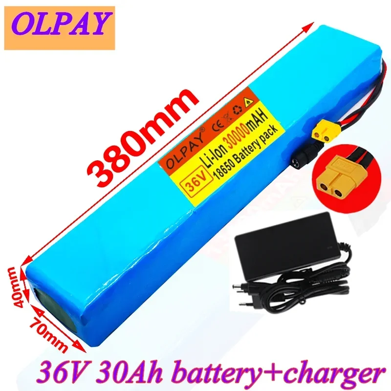 

Original 36V Battery 10S4P 30Ah Battery Pack 500W High Power Battery 42V 30000mAh Ebike Electric Bicycle XT60+42V Chager