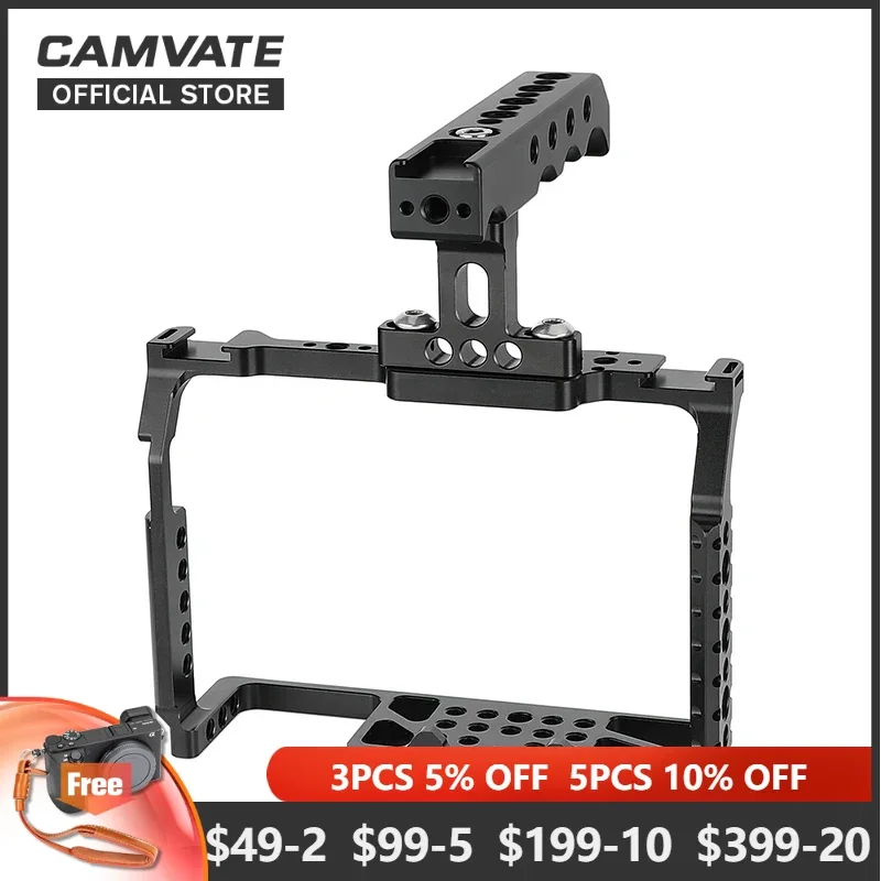 

CAMVATE Full Camera Cage Rig with Top Handle & Cold Shoe Mounts & NATO Rail Special For Panasonic Lumix GH6
