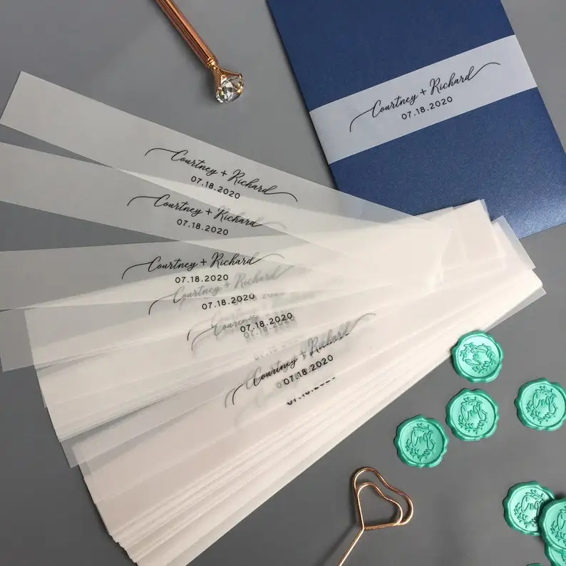Wedding Invitations Personalized Vellum Belly Band for 5 x 7 inches Invitations Wedding Invitation