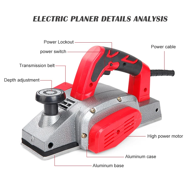1100W Electric Planer Household Portable 220V multifunctional woodworking planer planing machine Handheld Wood Cutting Tool