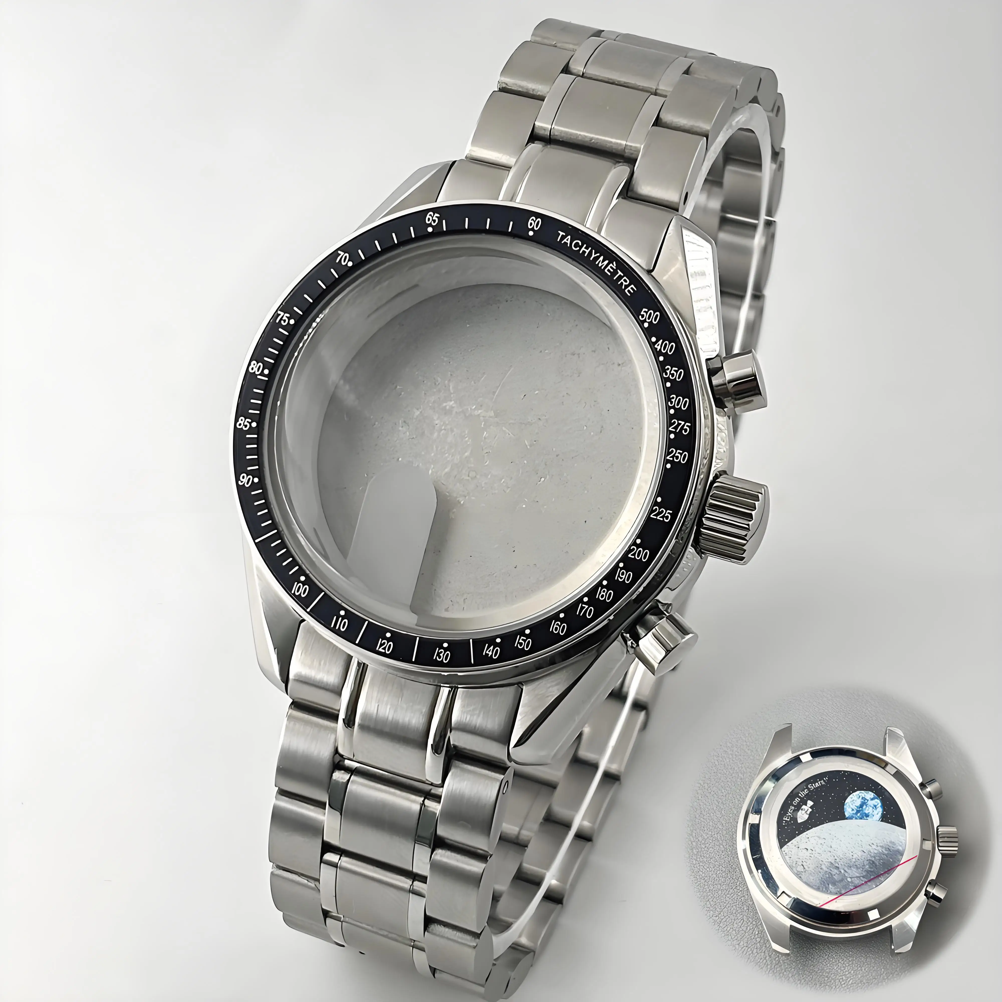 Moon Metal Chronograph Case with Sealed Back and Bezel - Elegant Business Watch