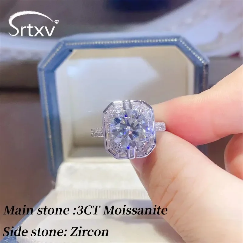 

Real 3CT D Color VVS Moissanite Rings for Women Men S925 Sterling Sliver Wedding Band Engagement Birthday Party Gift Jewelry GRA