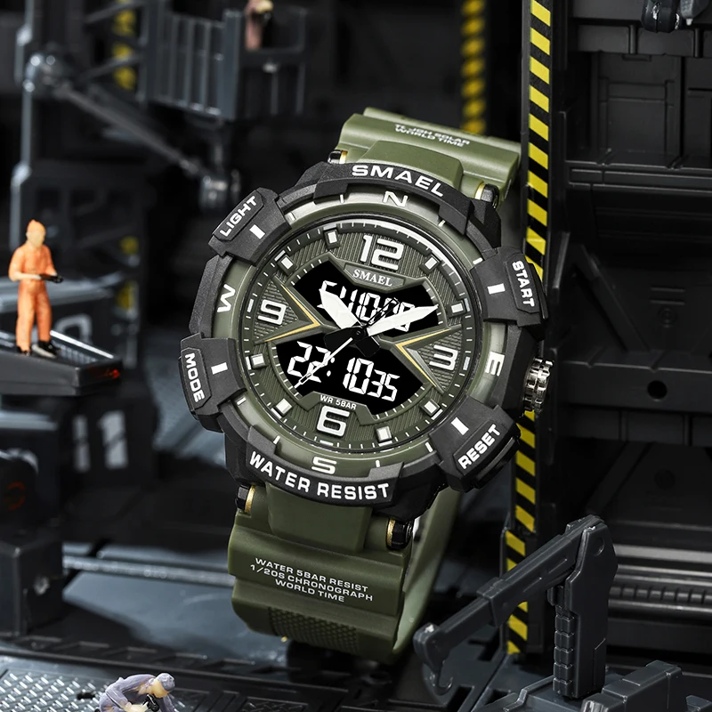 SMAEL Sport  Watches Dual Time Display 50 Waterproof Swimming 8076 Digital Watches LED Wristwatch for Men Watches Electronics 5