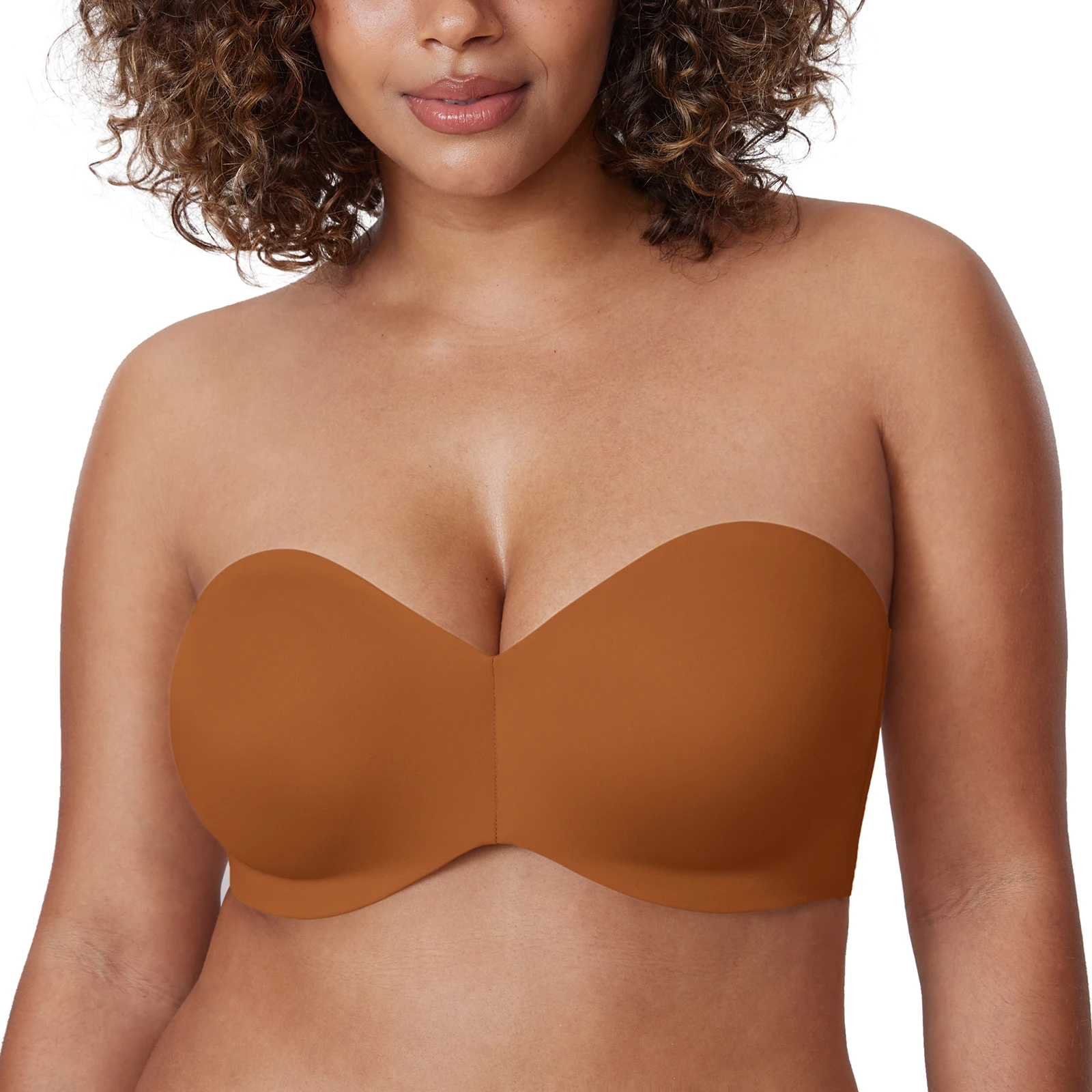 DELIMIRA Women's Strapless Bra Plus Size Unlined Underwire Minimizer Support
