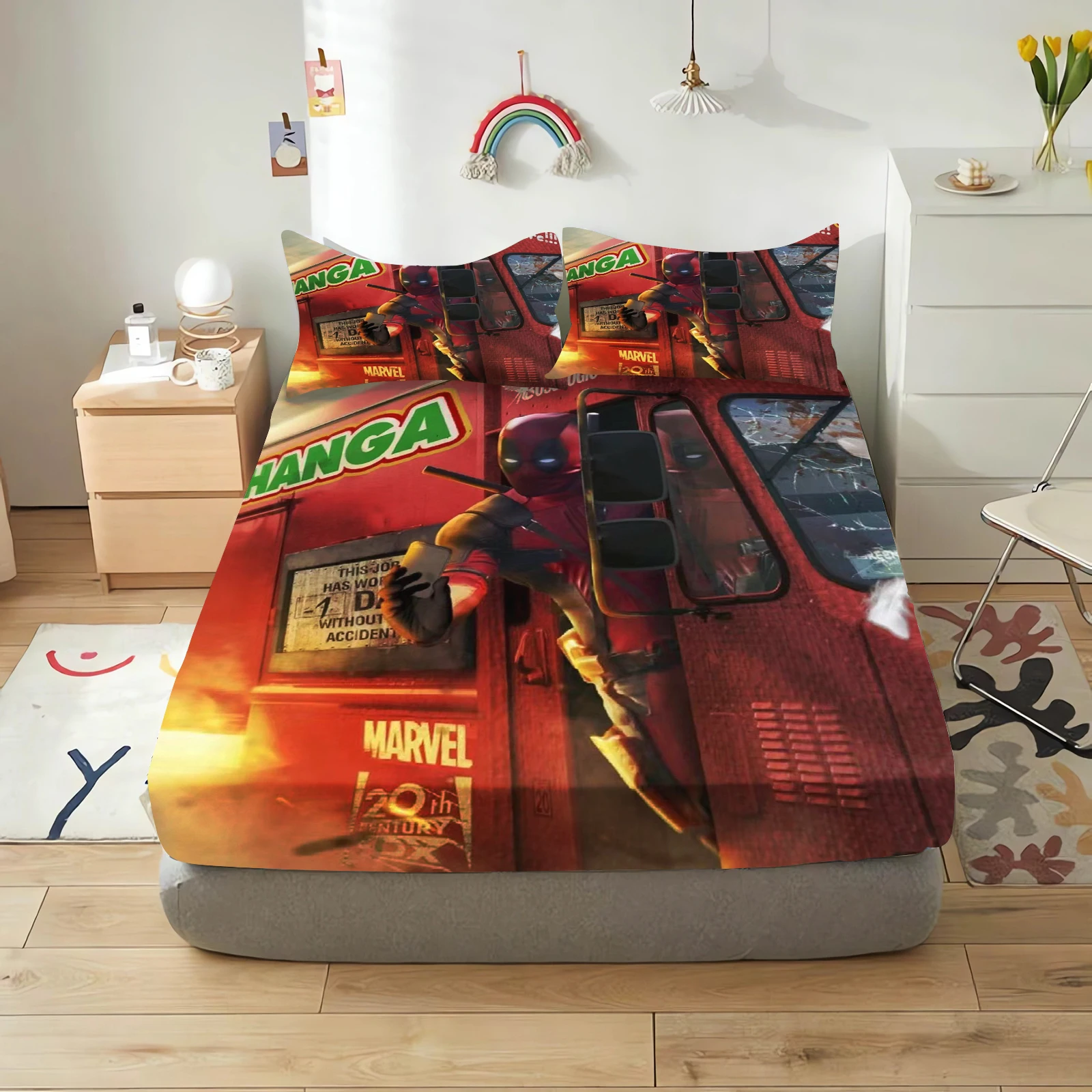 Deadpool and Wolverine Cartoon Fitted Sheets Anime Printing Children's Bedroom pillowcase Set Polyester Adult Gift Bedding Sf13dea32124549309cafd9b12f1cd8a11