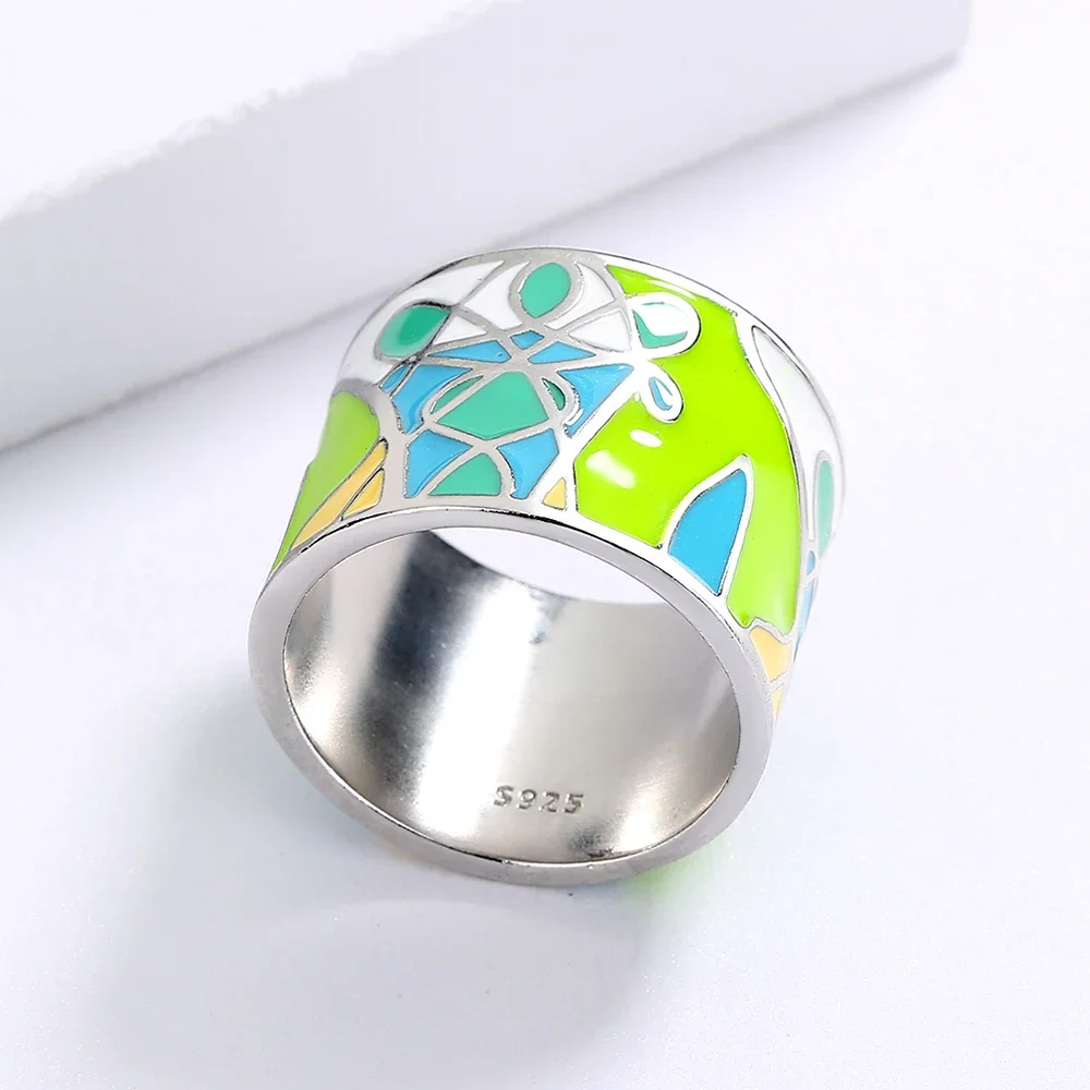 Wedding rings silver rings silver ring gold plated rings gold plated silver ring gold rings golden ring gemstone ring emerald gemstone ring jade ring Women's Epoxy Leaf Shape Ring Handmade Enamel Jewelry Wedding Bridal Jewelry Engagement