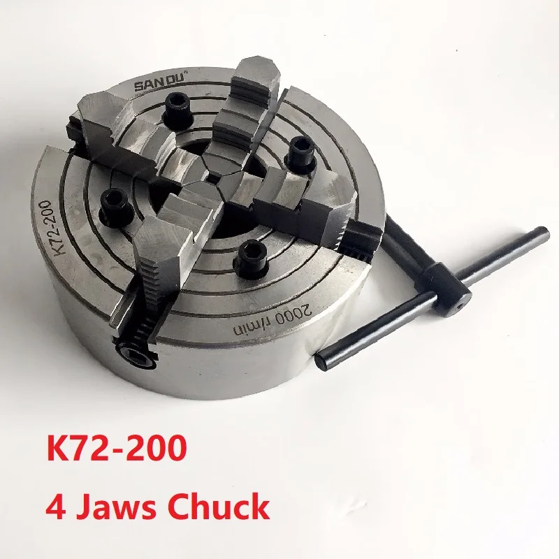 K72 200 4 Jaws Lathe Chuck Reversible Independent With Turning Machine