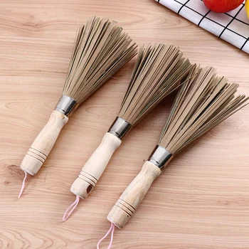 25cm 대나무 Wok 브러시 대형 냄비 브러쉬 워시 냄비 브러시 주방 청소 브러시 레스토랑 자연 대나무 브러시 호텔 용품