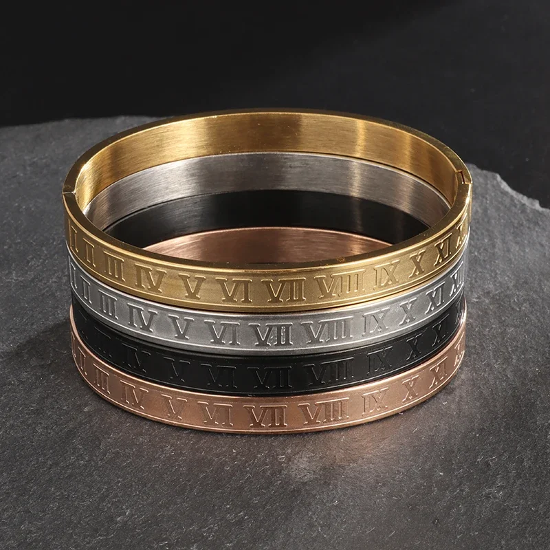 Stainless Steel Royal Roman Numeral Bracelet Men Women Jewelry Gifts