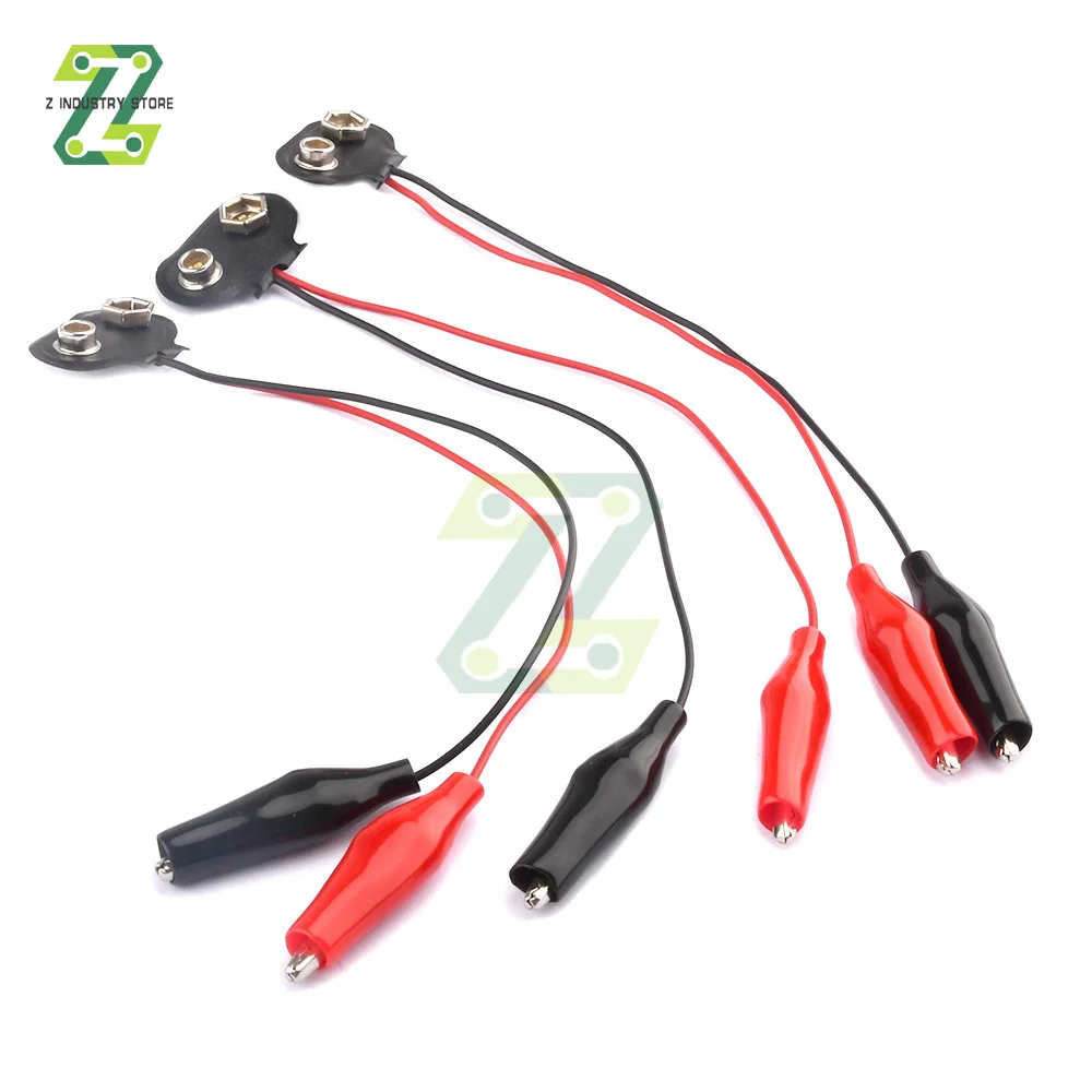 9V Battery Power Connector Snap Clip Adapter 3PCS T-type 9V Dual Wire Holder Cable 9Volt 18cm Lead Socket Plug with Alligator alligator clips alligator clip adapter