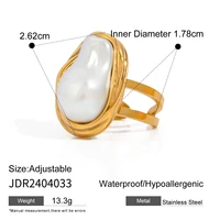 Uworld Fashion Imitation Pearl Stainless Steel Gold Color Ring for Women Engagement Party Gift Temperament Jewelry 2024 - Image 6