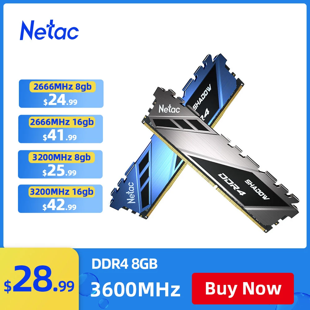  Оперативная память Netac DDR4 16 ГБ 8 ГБ оперативная Память DDR4 3200 МГц DDR4 RGB 3600 МГц 2666 МГц XMP 288pin для материнской платы AMD Inter 