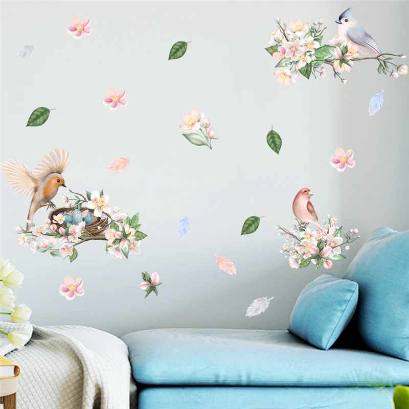 

Красивые наклейки на стену с изображением цветка сакуры для офиса, магазина, студии, украшение «сделай сам», настенная фотография, настенный плакат из ПВХ