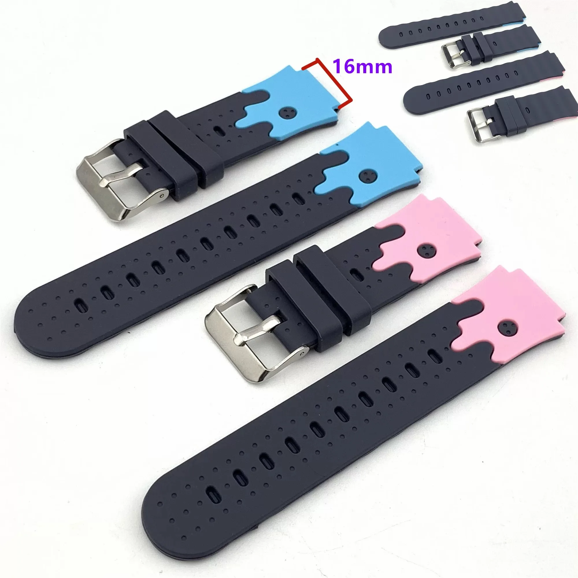 16mm Kinder Smart Sport Uhr Band Silikon Armband Einstellbare Armbanduhr Ersatz Armband Wasserdichte Kinder Uhrenarmbänder