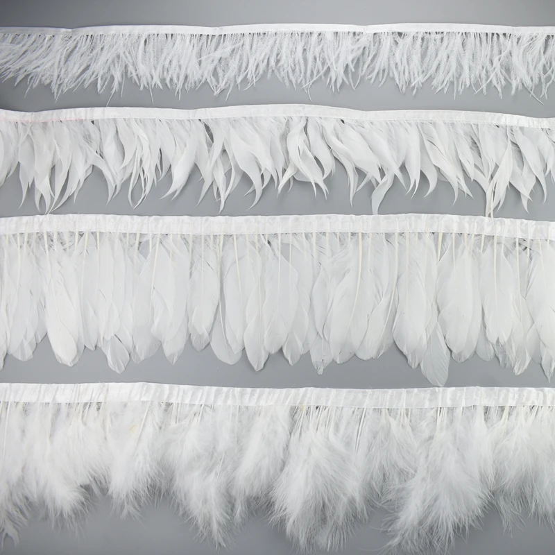 Ostrich Feathers Mixed Color Feathers Pheasant Feathers Goose Feathers Craft Feathers Natural Feathers Turkey Feathers 1Meter White Black Pheasant Feathers for Clothes Feather Trim Needlework Tape Fluffy Turkey Ostrich Goose Marabou Fringes Sewing