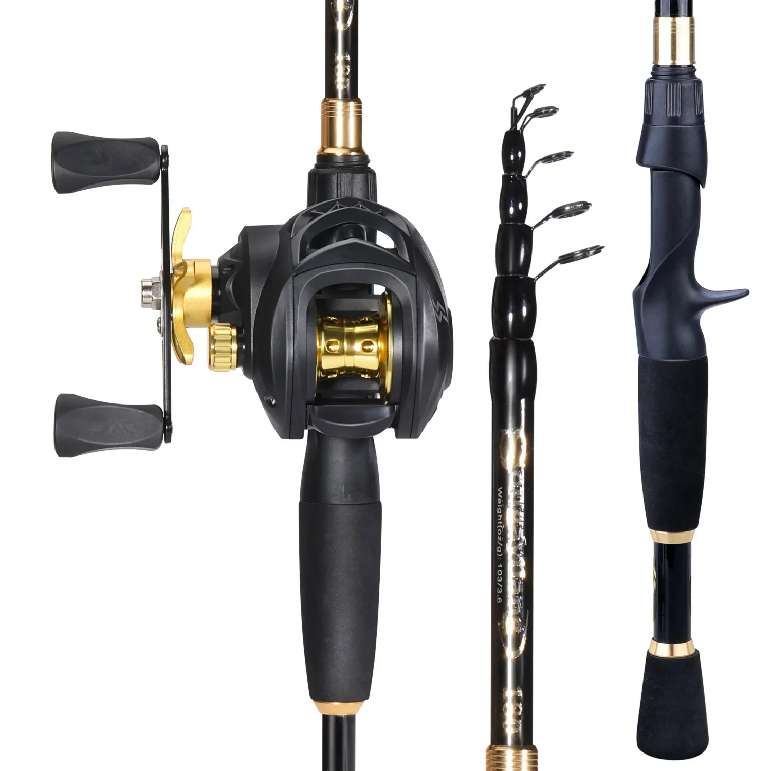 Sougayilang Fishing Rod and Reel Combo 1.8-2.1m Baitcasting Fishing Rod and  7.2:1 High Speed Casting Reel for Saltwater Pesca