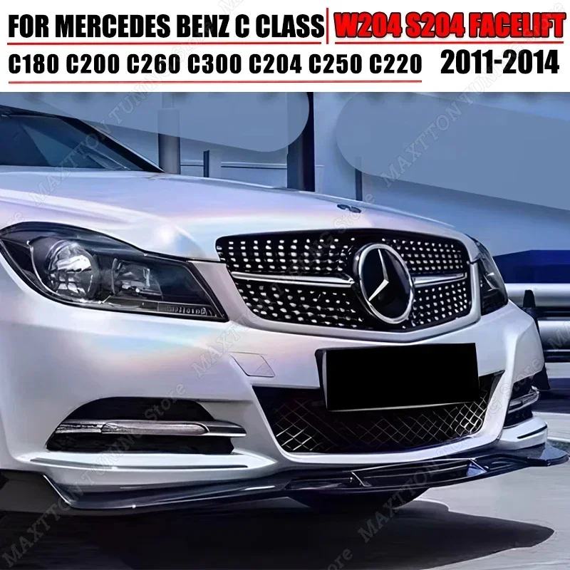 

For Mercedes Benz C Class W204 S204 Facelift Front Lip Bumper Diffuser Splitter Spoiler Body Kit Tuning Accessories 2011-2014