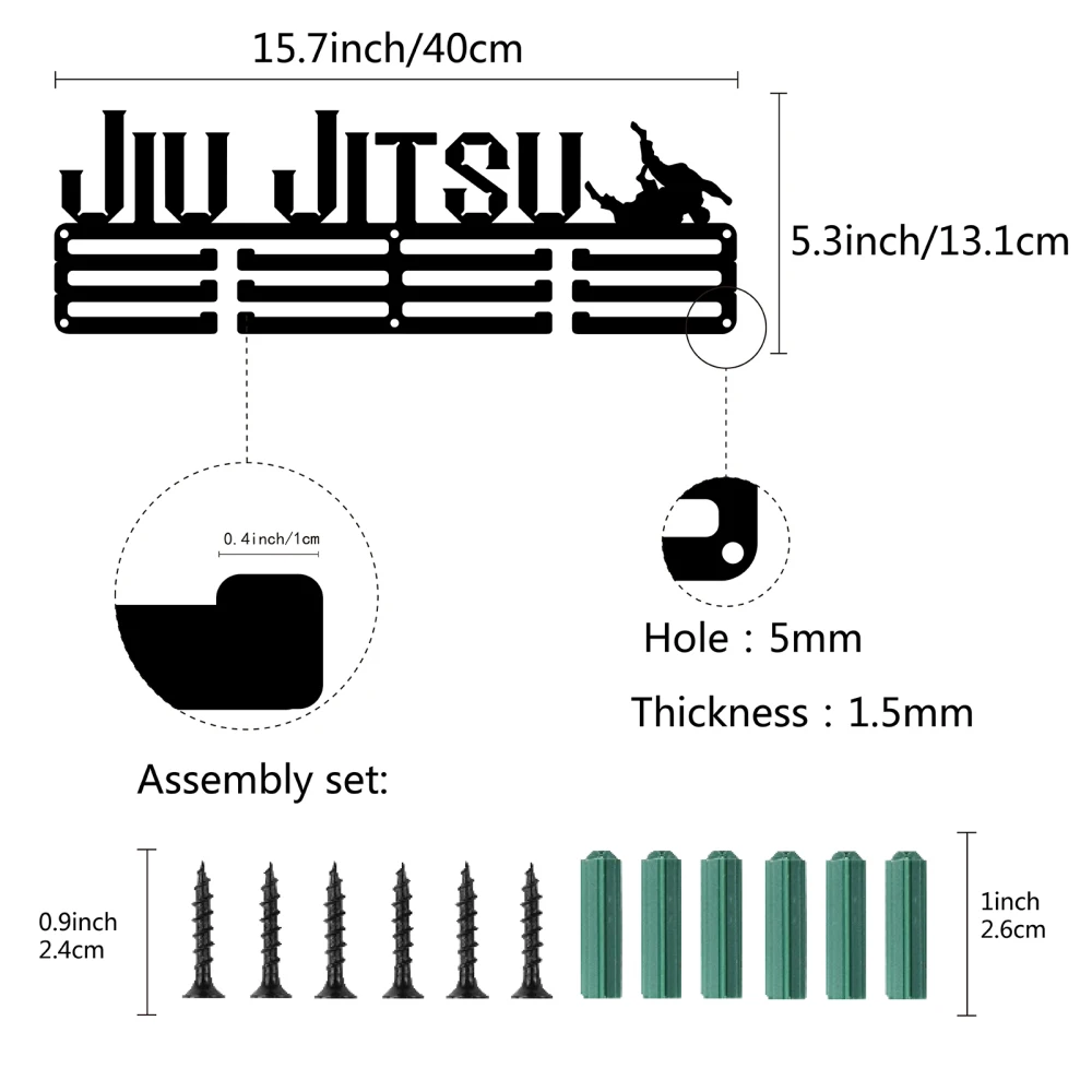 Medal Holder Sport Jiu Jitsu Athlete Badge 3 Rung Medals Hanger Display Wall Mount for Medals Medalist Runner Soccer Gymnastics