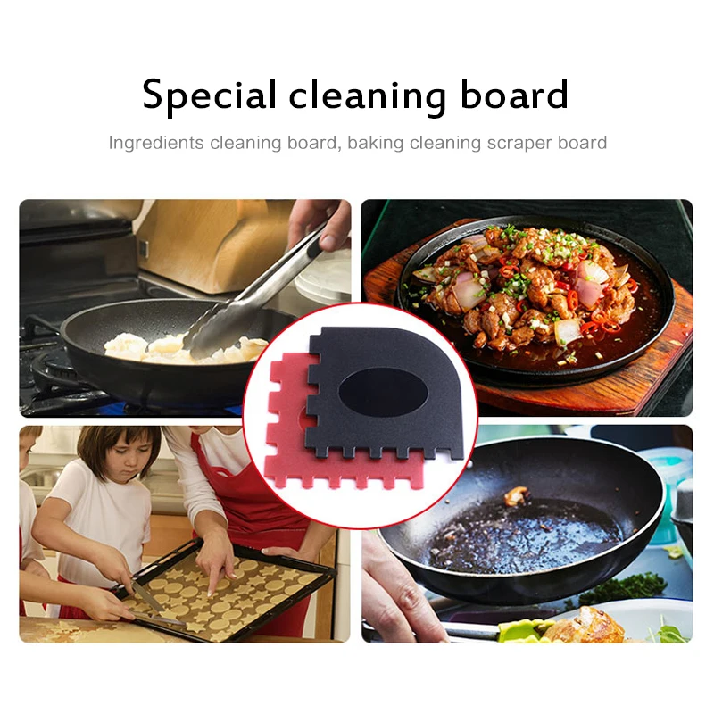 2pc/set Scraper of Cast Iron Pan Durable Cleaning Oil Dirt Scraper Kitchen Bbq Tool Tooth Plate Baking