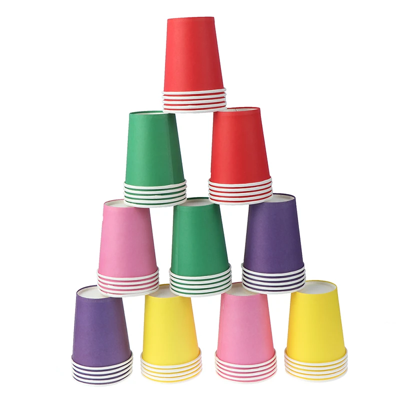 Color Disposable Cups Handmade Paper Kindergarten DIYCoffee Cup Materials Household Kitchen Accessories 10pcs