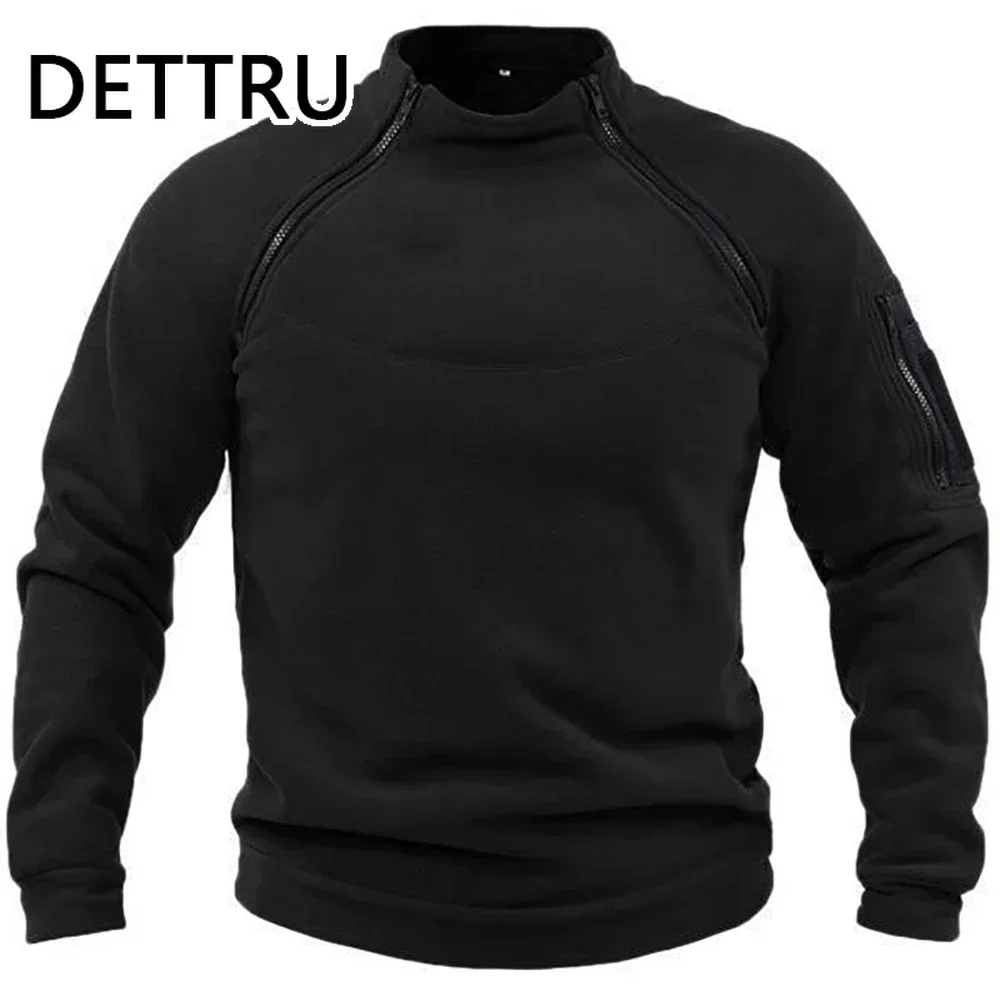 Outdoor Men's TacticalFleece Jacket Clothes Warm Zippers Pullover Men Windproof Coat Thermal Hiking Sweatshirt 5
